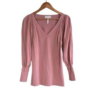 APIECE APART Sweater Womens Medium  Pink VNeck Puff Sleeve Knit